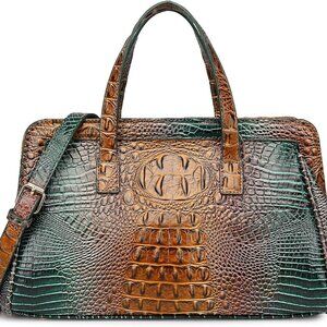 Elegant Peacock Crocodile Handbag - Multi-Pocket Vegan Leather Crossbody Design